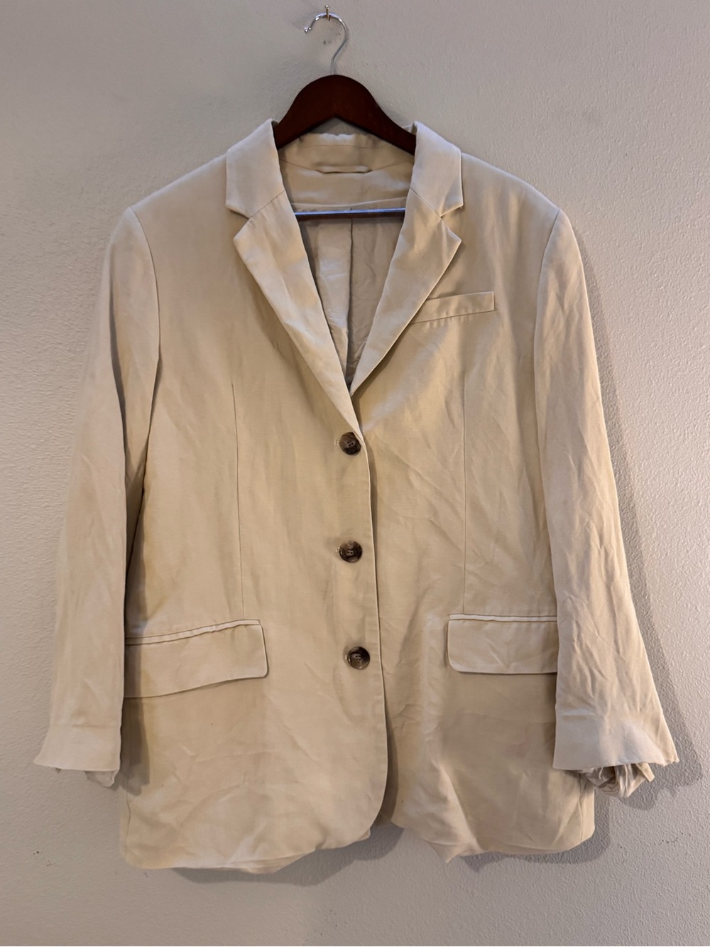 COS Cream Single-Breasted Linen Blazer